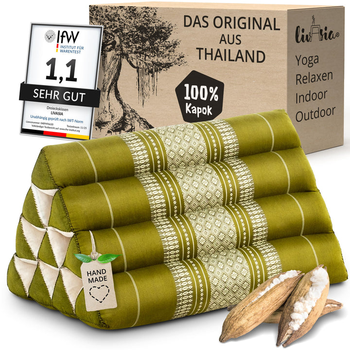 Dreieckskissen Kapok-Füllung 30x50x30cm für Garten und Meditation