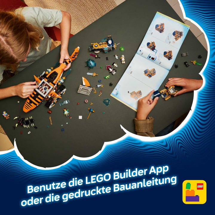 Klemmbaustein-Set 2-in-1 Tigerhai-Fahrzeug &amp; Piratenschiff 1548 Teile ab 9 Jahren - Bild 6