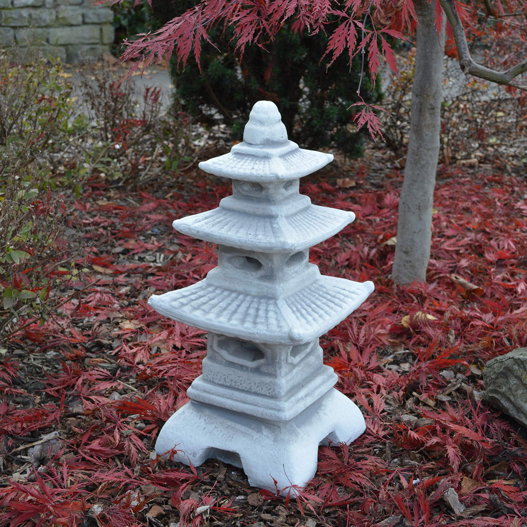 Japanische Steinlaterne Pagode Steinguss 47 cm frostsicher Grau - Bild 2