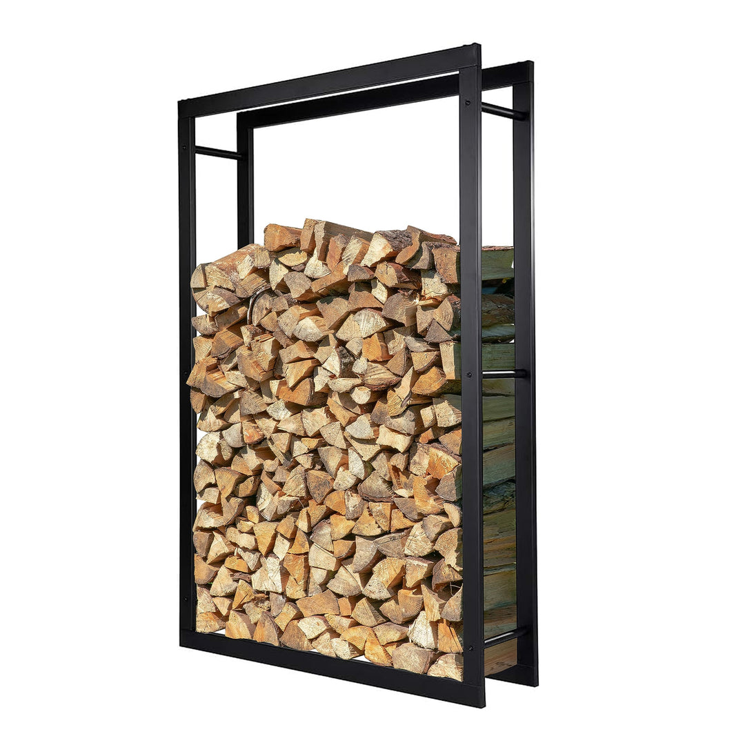 Kaminholzregal Metall Schwarz 100x25x150 cm für Innen &amp; Aussen