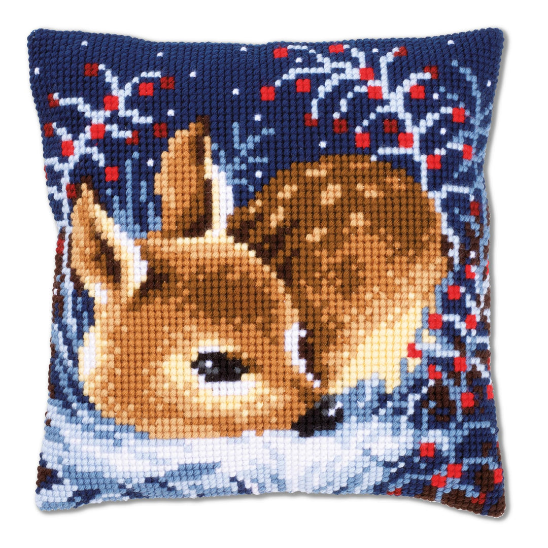 Kreuzstich-Set Kissen Schlafendes Rehkitz vorgedruckt 40x40 cm
