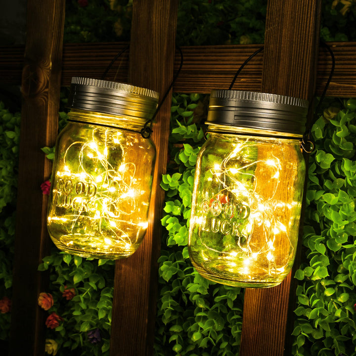 Solar-Einmachglas mit Lichterkette 180 LED 6er-Set warmweiss IP44 - Bild 3