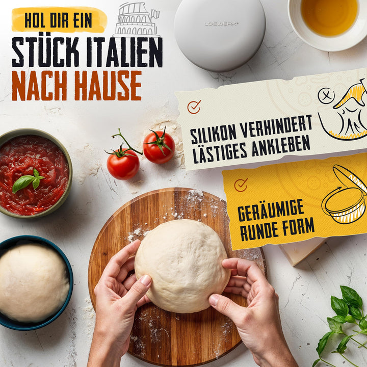 Pizzaballenbox Silikon 6er-Set mit Deckel und Teigspatel - Bild 4