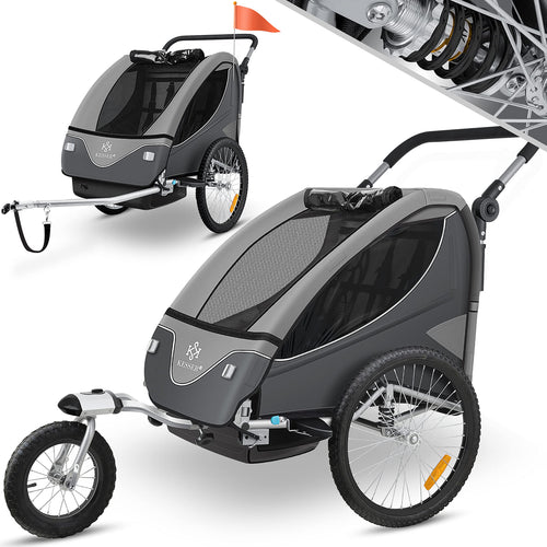 Fahrradanhänger 2-in-1 mit Jogger-Funktion für 1-2 Kinder bis 40 kg