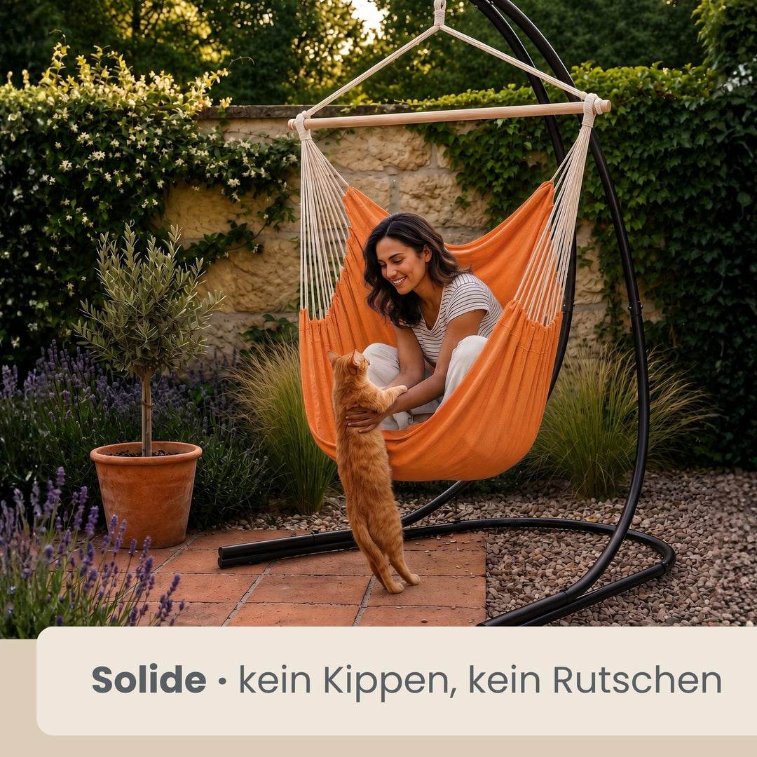 Hängesessel mit Gestell XXL 185x130cm Baumwolle für Garten Balkon - Bild 4