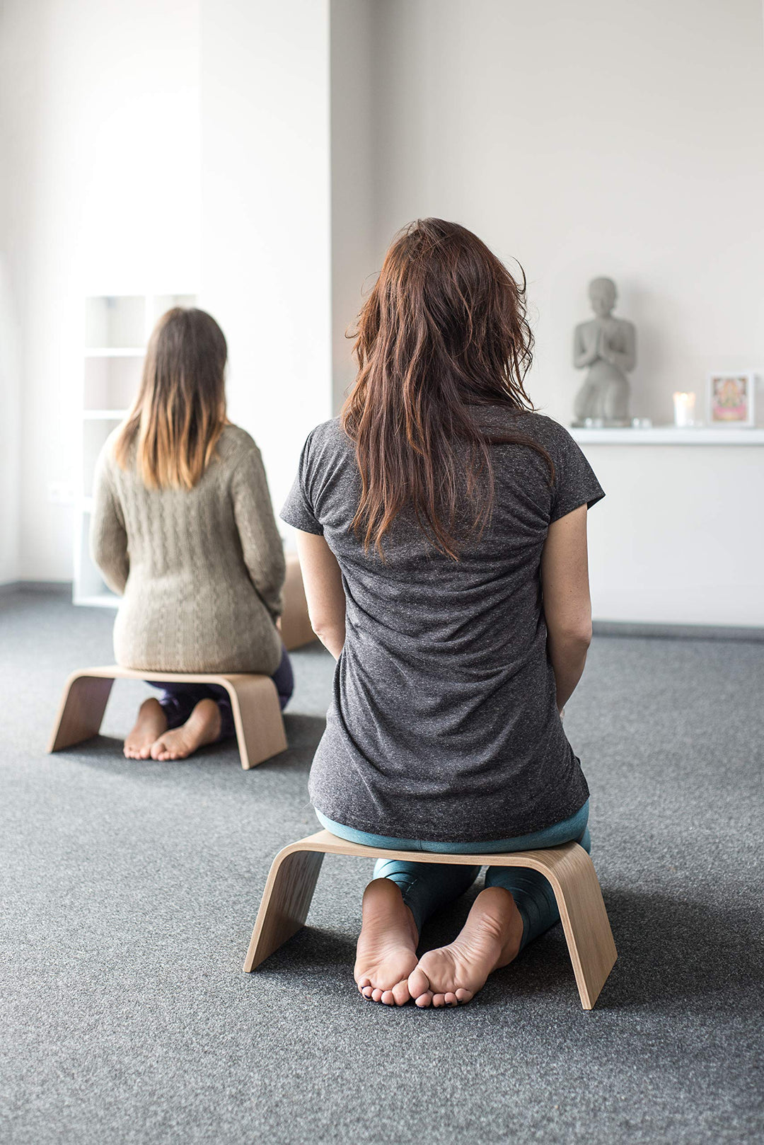 Meditationsbank Holz Seiza-Pose Yoga Kniebank 52x22x20 cm - Bild 5