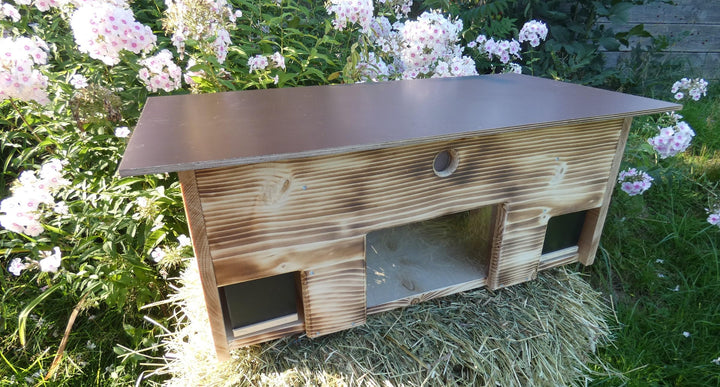 Igelfutterhaus XXL Vollholz 80x40x32cm mit Beobachtungsfenster - Bild 2