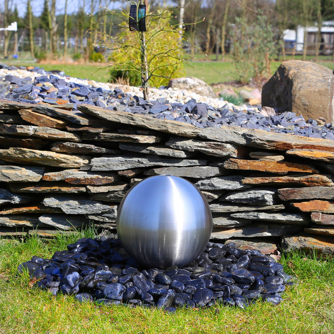 Brunnenkugel Edelstahl matt gebürstet 30cm für Springbrunnen