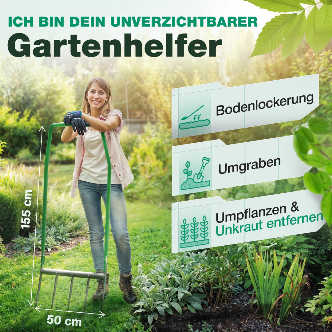 Doppelgrabegabel 5 Zinken Werkzeugstahl für Bodenlockerung - Bild 2