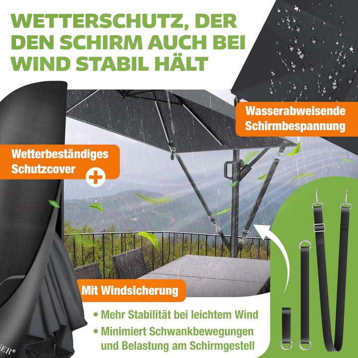 Ampelschirm Rechteckig 250x250 cm Aluminium UV-Schutz mit Kurbel - Bild 7