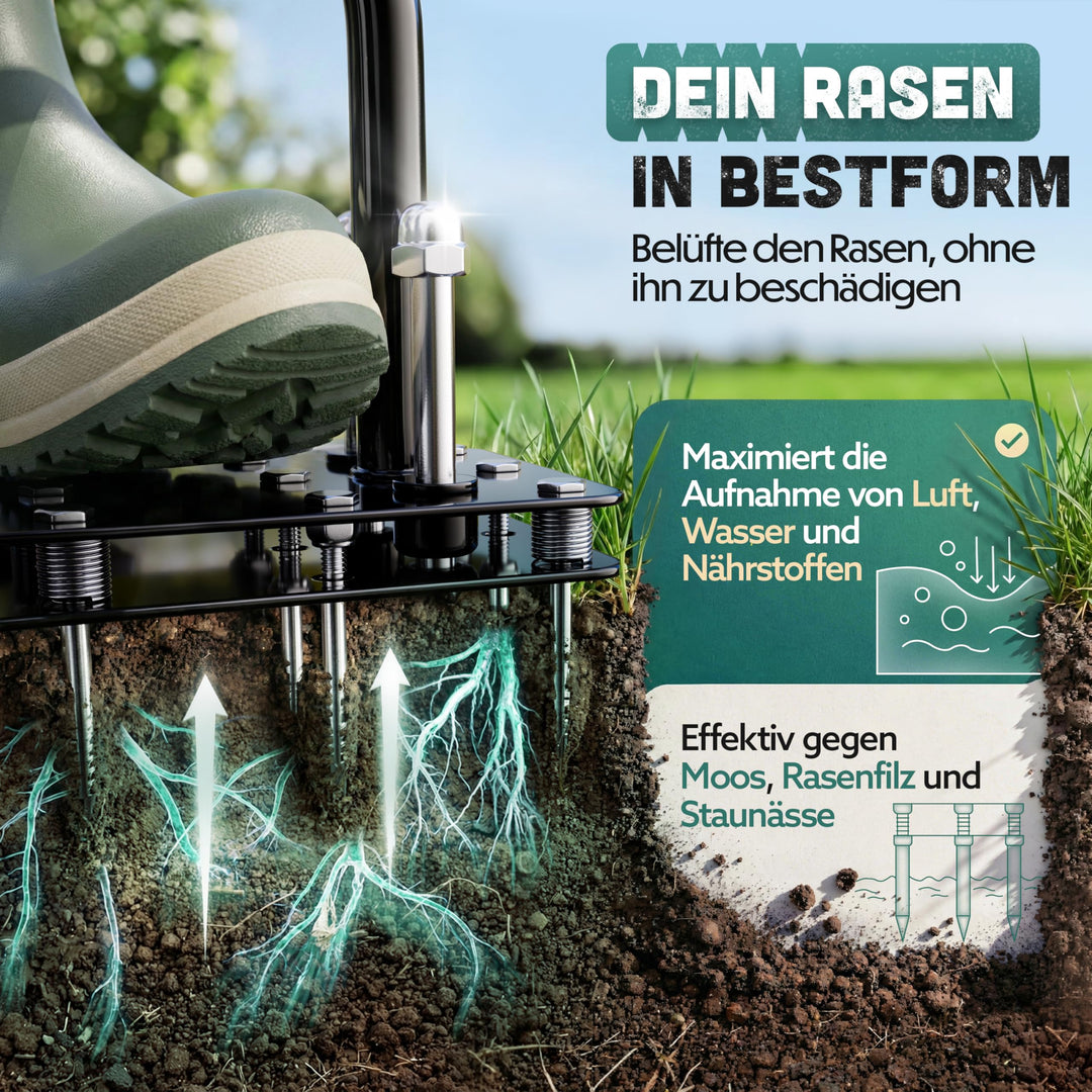 Aerifiziergabel manuell selbstreinigend höhenverstellbar Rasen - Bild 4