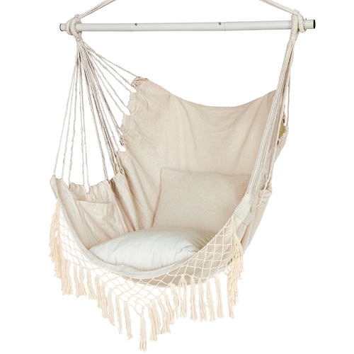 Hängesessel Baumwolle-Polyester mit 2 Kissen, 150 kg, Indoor & Outdoor