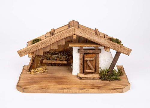 Weihnachtskrippe Holz Handarbeit 40x21x22 cm Echtholz Braun