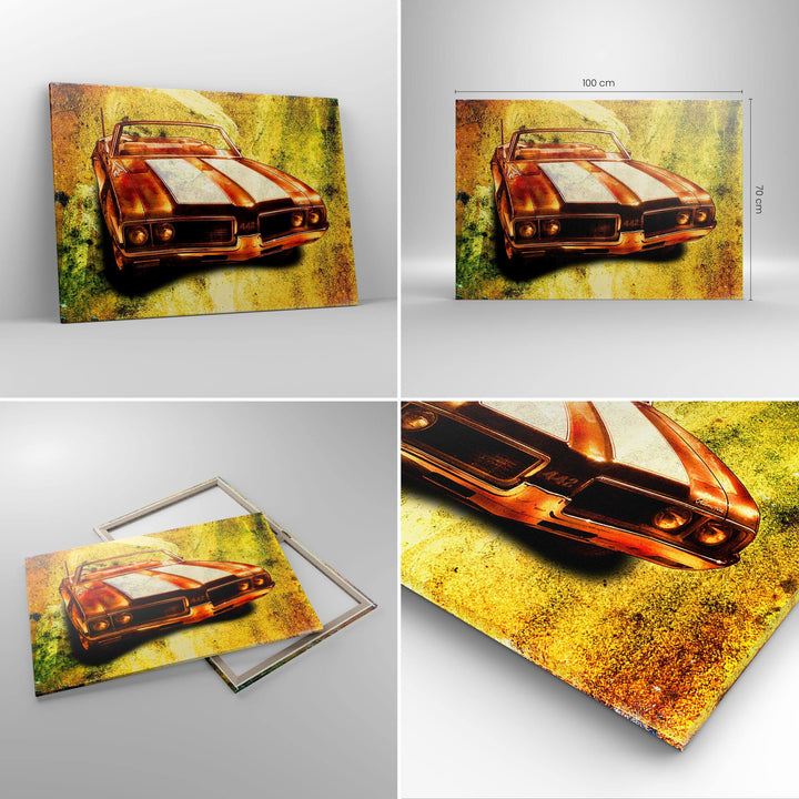 Leinwandbild Vintage Autos 100x70 cm Retro Wanddeko Wohnzimmer - Bild 2