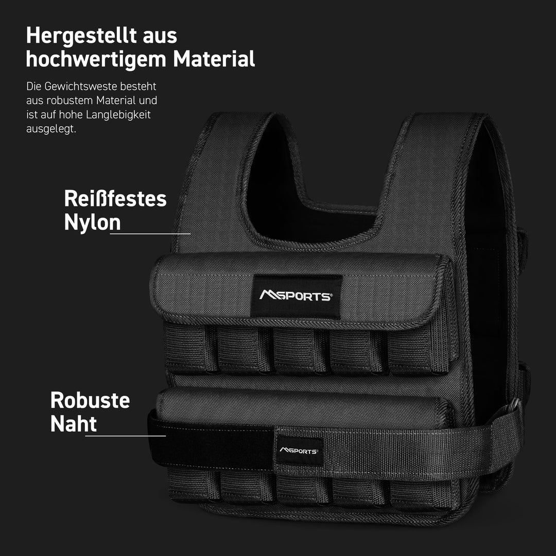 Gewichtsweste verstellbar 20 kg Nylon für Krafttraining &amp; Joggen - Bild 2