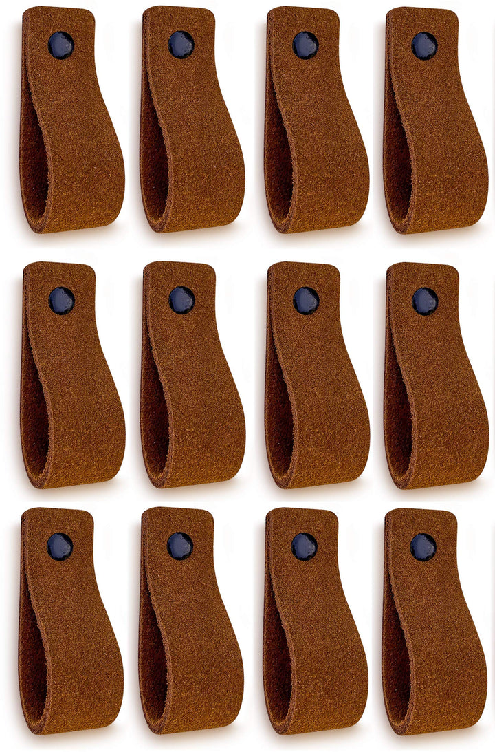Möbelgriffe Wildleder Cognac 16,5 cm 12er-Set mit Schrauben