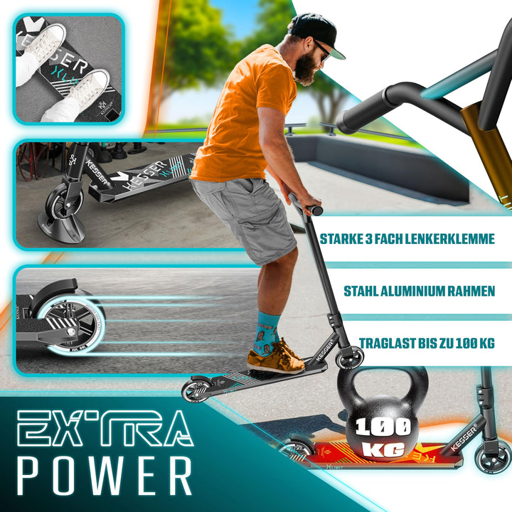 Stunt Scooter 360° Lenkung Aluminium ABEC-9 100mm PU-Räder Kinder Erwachsene - Bild 5