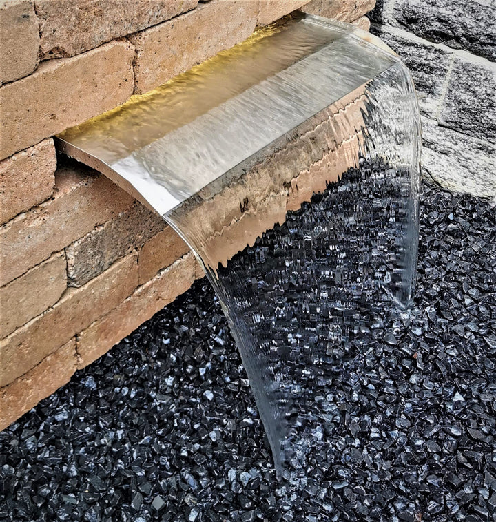 Edelstahl Wasserfall 60 cm Breite mit LED warmweiss für Pool und Teich - Bild 2