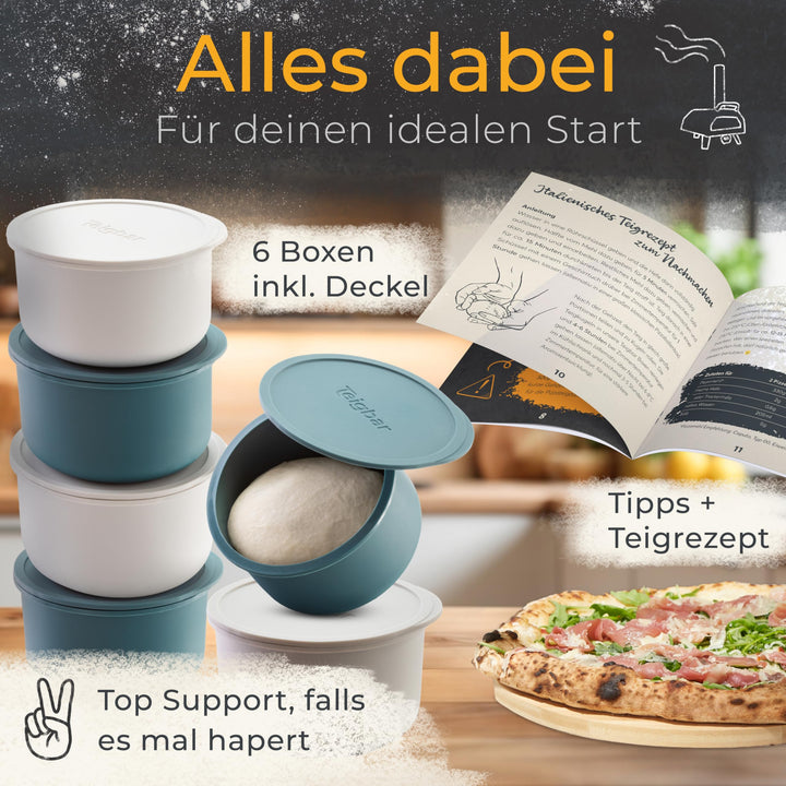 Pizzaballenbox Silikon mit Deckel 6er Set Ø13cm für 350g Teig - Bild 6