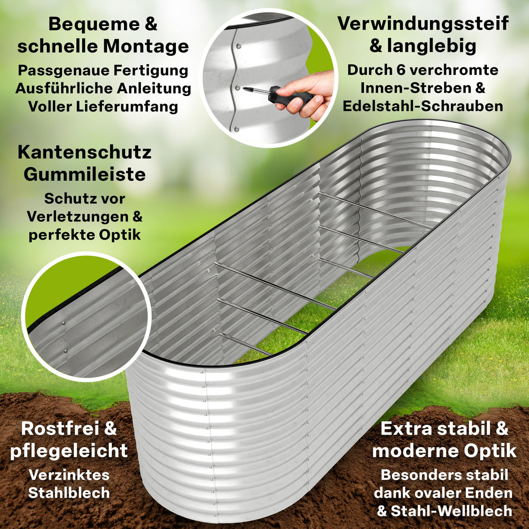Hochbeet Metall verzinkt 240x80x80cm mit Ungeziefer-Draht - Bild 3