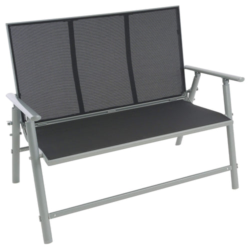 Gartenbank 2-Sitzer Aluminium Textilene Hellgrau 119x66x96 cm