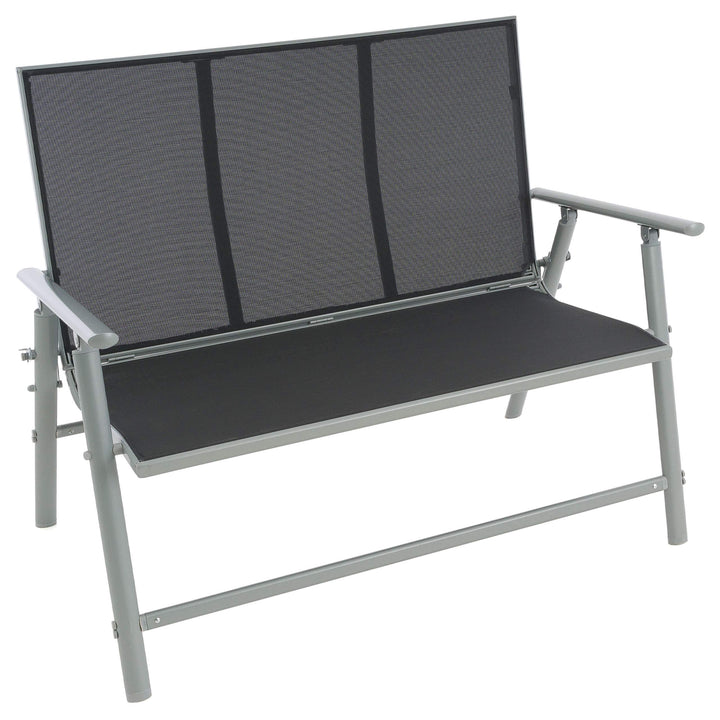 Gartenbank 2-Sitzer Aluminium Textilene Hellgrau 119x66x96 cm