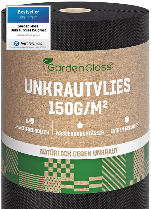 Unkrautvlies Gartenvlies 150g/m² Schwarz 50m x 1m Rolle