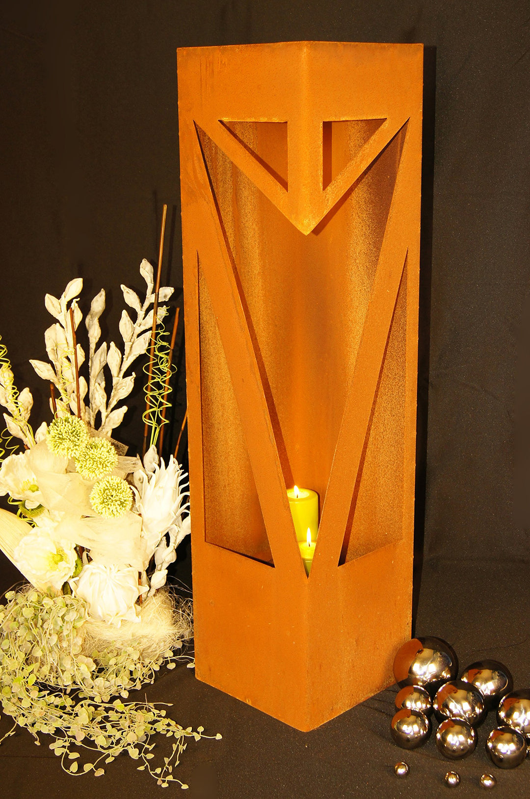 Feuersäule Edelrost Metall für Brenngel &amp; Bioethanol 25x25x100cm - Bild 3