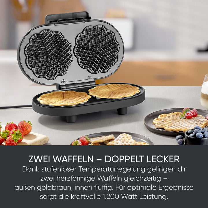Doppelwaffeleisen Herzform PFAS-frei 1200 Watt mit Kabelaufwicklung - Bild 4