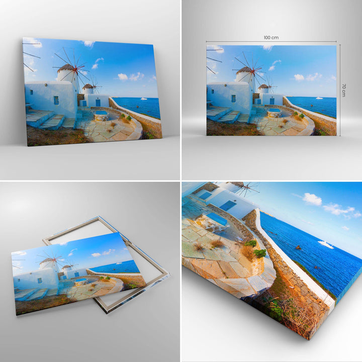 Leinwandbild Griechenland Küste 100x70 cm Wanddeko Wohnzimmer - Bild 2