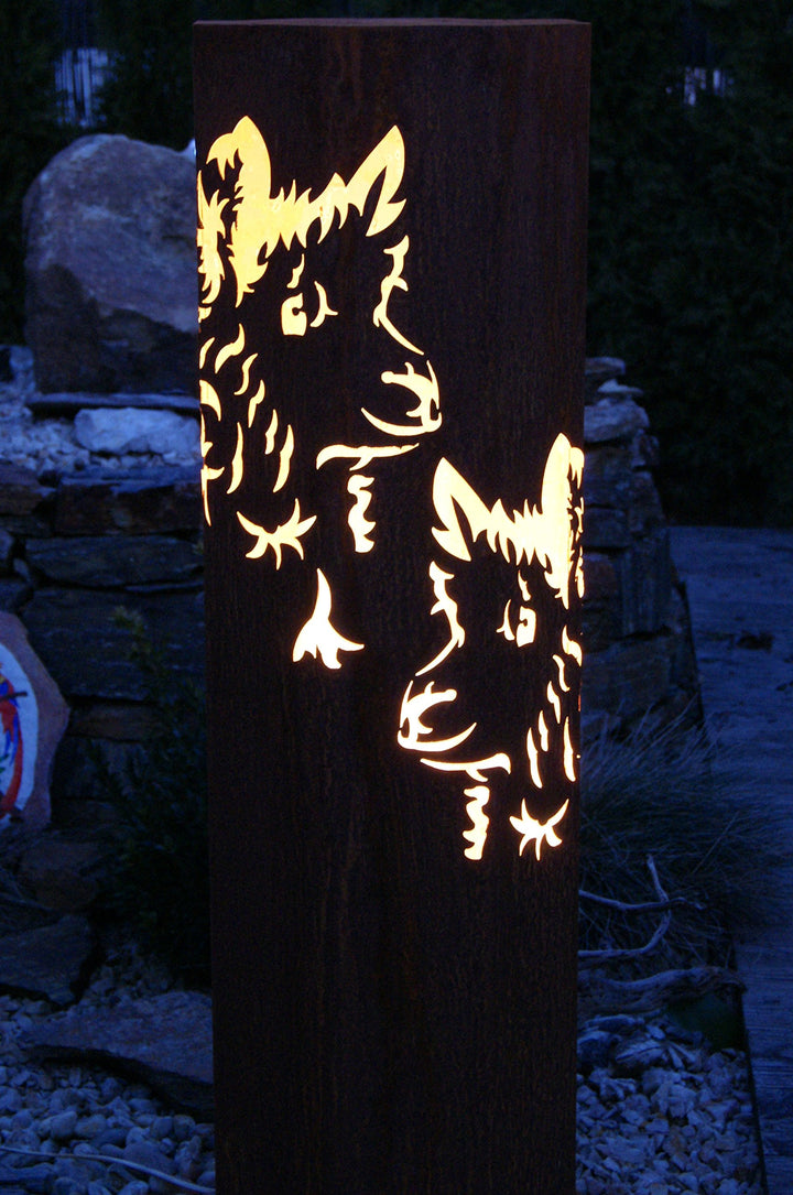 Garten-Stele Edelrost Oktagon mit Alpaka-Motiv und Schale 116 cm - Bild 2