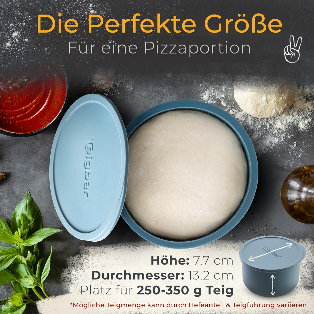 Pizzaballenbox Silikon mit Deckel 6er Set Ø13cm für 350g Teig - Bild 3