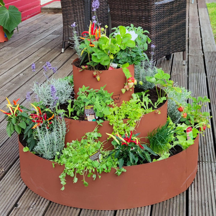 Kräuterspirale Edelrost 3 Ebenen Metall für Garten &amp; Terrasse - Bild 2