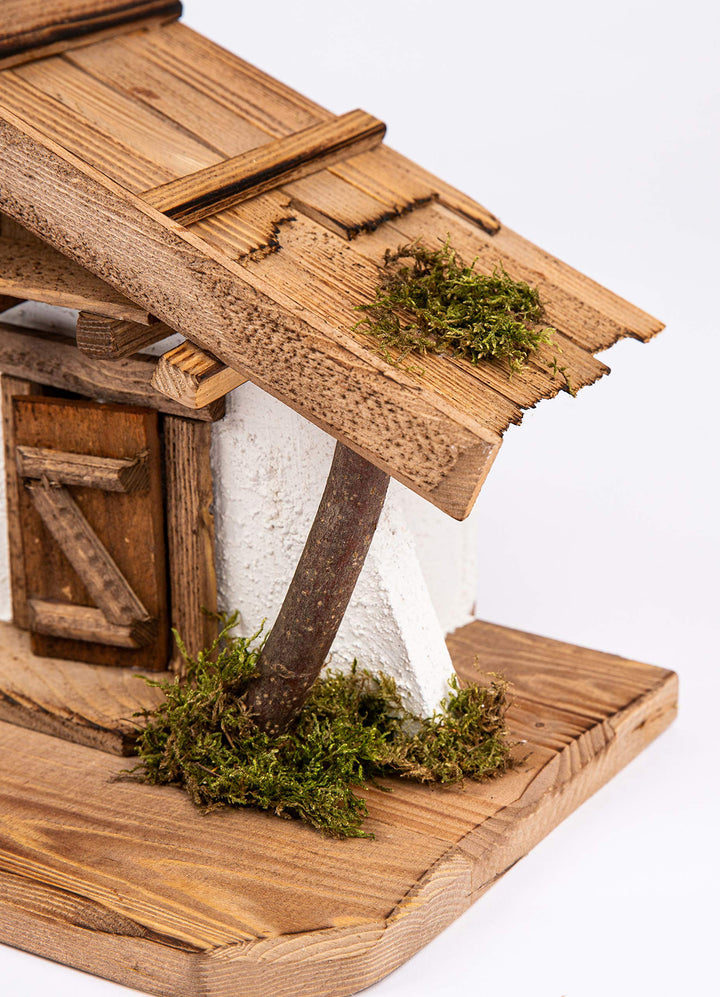 Weihnachtskrippe Holz Handarbeit 40x21x22 cm Echtholz Braun - Bild 4