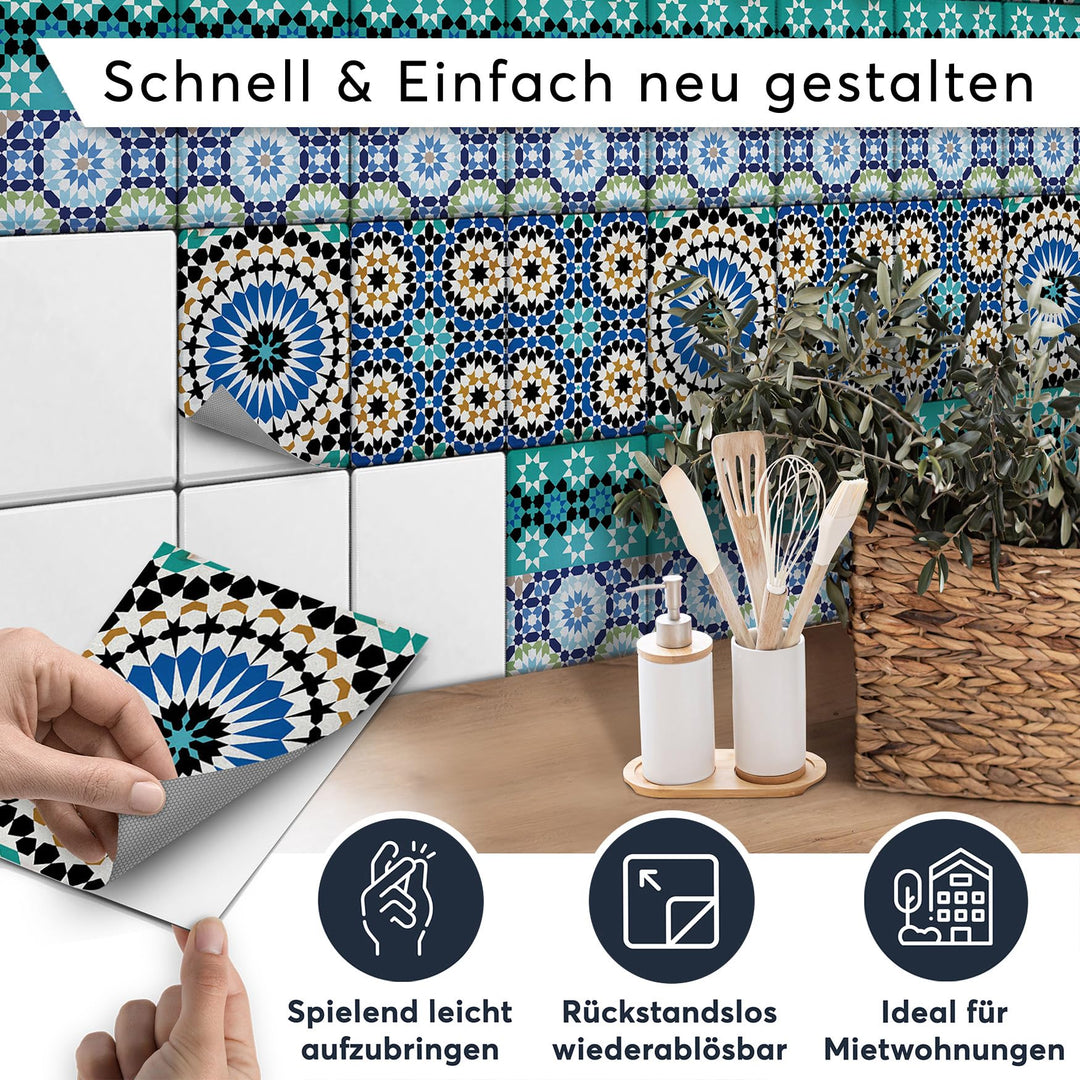 Fliesenfolie Türkisches Mosaik selbstklebend 15x20 cm 24-teilig - Bild 2