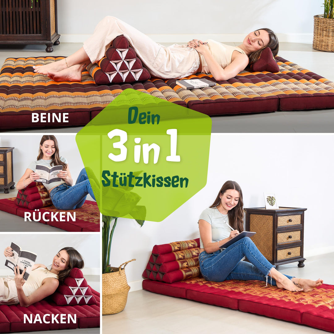 Rückenstützkissen Dreieck Thaiseide Kapok-Füllung 32x55x30cm - Bild 3