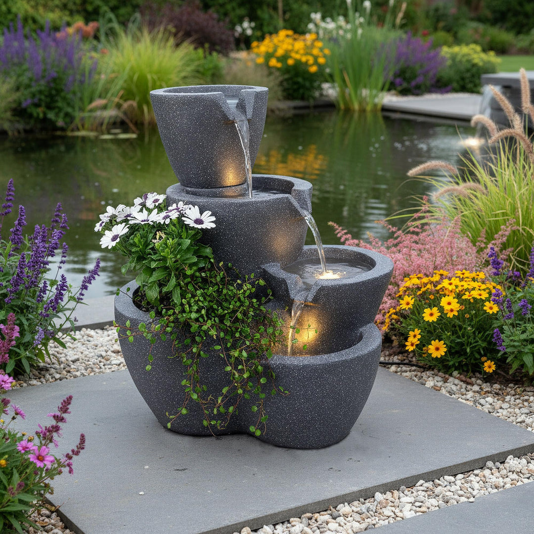 Terrassenbrunnen bepflanzbar mit LED-Beleuchtung 59 cm Springbrunnen - Bild 3
