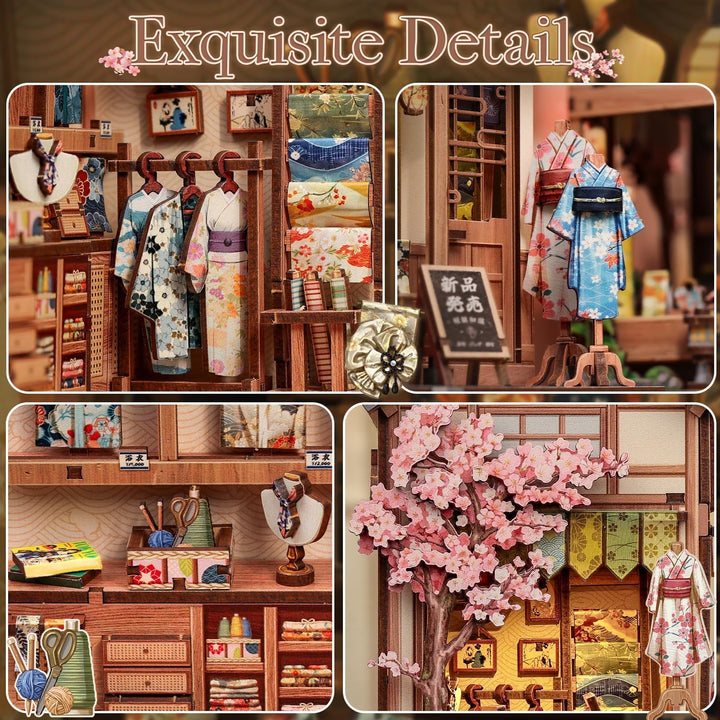 Book Nook Holzbausatz Sakura Kimono-Shop 3D mit LED-Beleuchtung - Bild 5