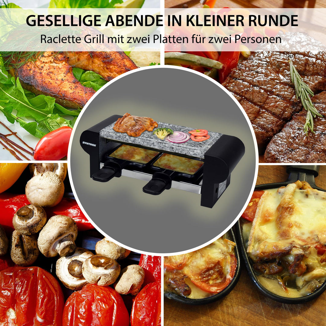 Raclette-Set 2 Personen mit heissem Stein und Grillplatte 350 W - Bild 2