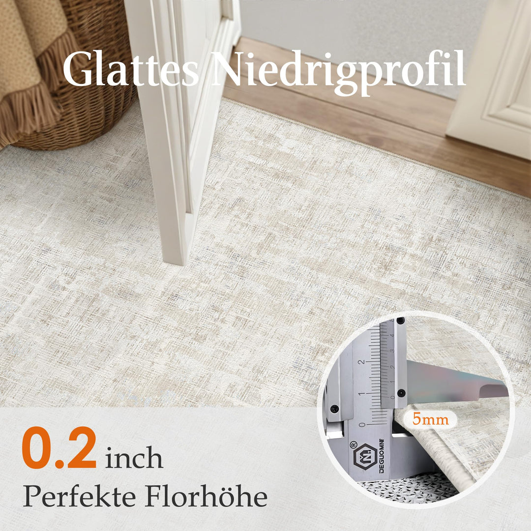 Kurzflor-Teppich Beige Grau 160x230 cm waschbar Wohnzimmer - Bild 5