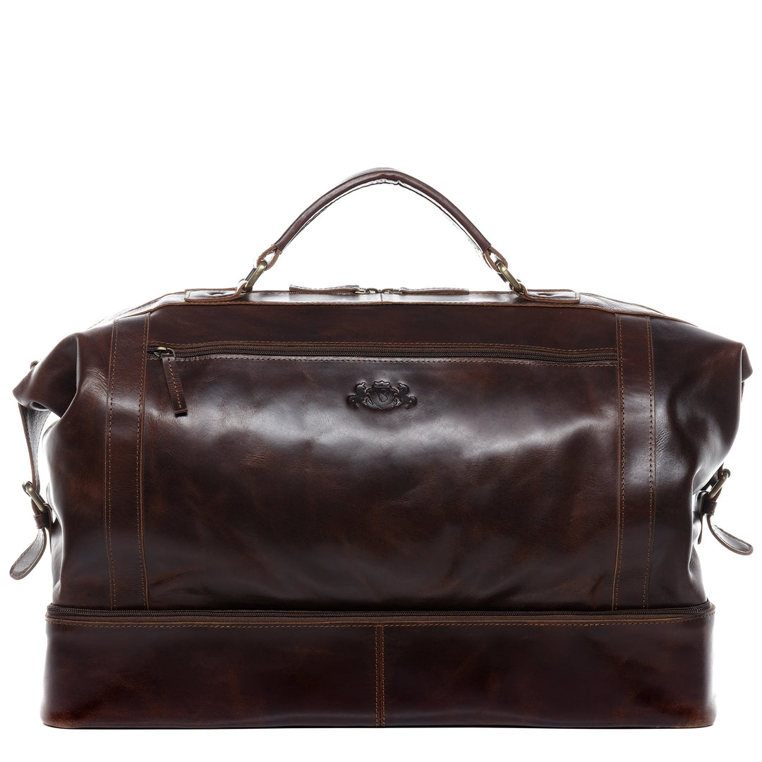 Reisetasche Leder XL mit Schuhfach Braun-Cognac Weekender Herren - Bild 8