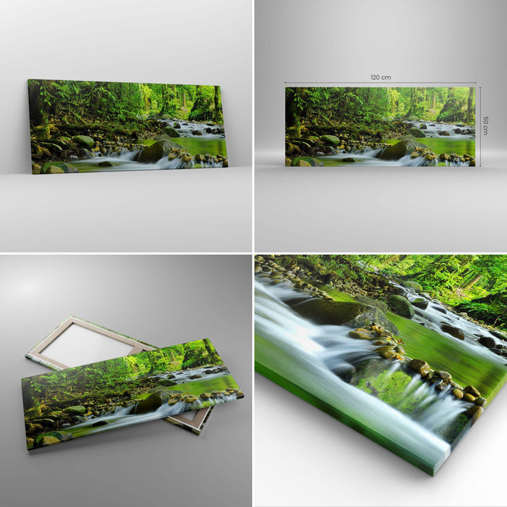Leinwandbild Wald Landschaft 120x50cm aufhängfertig - Bild 2