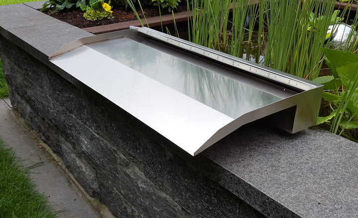 Edelstahl Wasserfall 60 cm Breite mit LED warmweiss für Pool und Teich - Bild 6