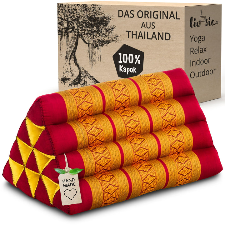 Dreieckskissen Kapok 30x50x30cm mit Stickerei für Garten &amp; Meditation