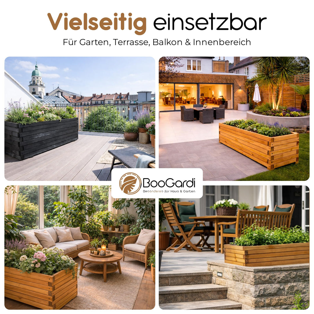 Pflanzkübel Holz rechteckig 100 cm mit Vlies für Garten &amp; Balkon - Bild 3