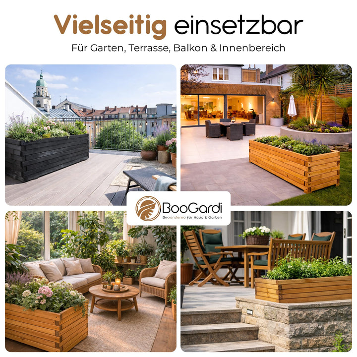 Pflanzkübel Holz rechteckig 100 cm mit Vlies für Garten &amp; Balkon - Bild 3