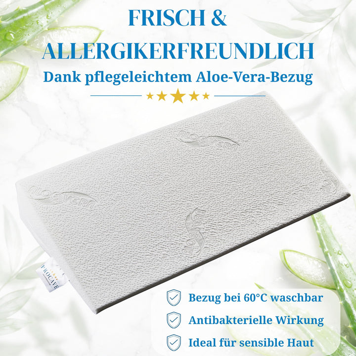 Bettkeil Schaumstoff 90x45x15 cm mit Aloe-Vera-Bezug waschbar - Bild 6