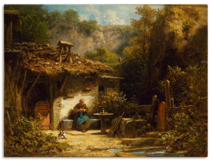 Leinwandbild Carl Spitzweg Strickender Einsiedler 60x45 cm