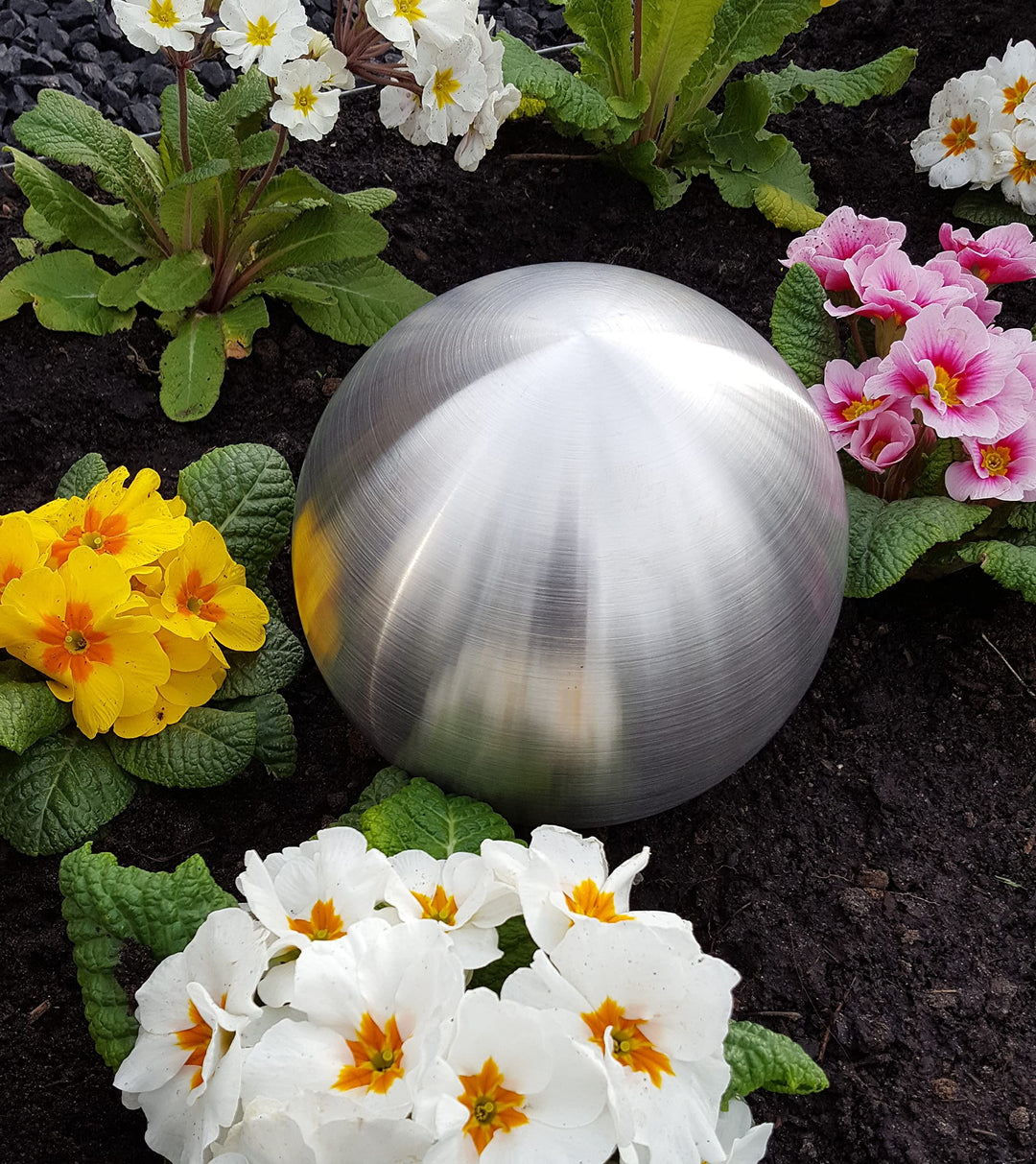Dekokugel Edelstahl matt gebürstet 20 cm für Garten und Teich - Bild 3