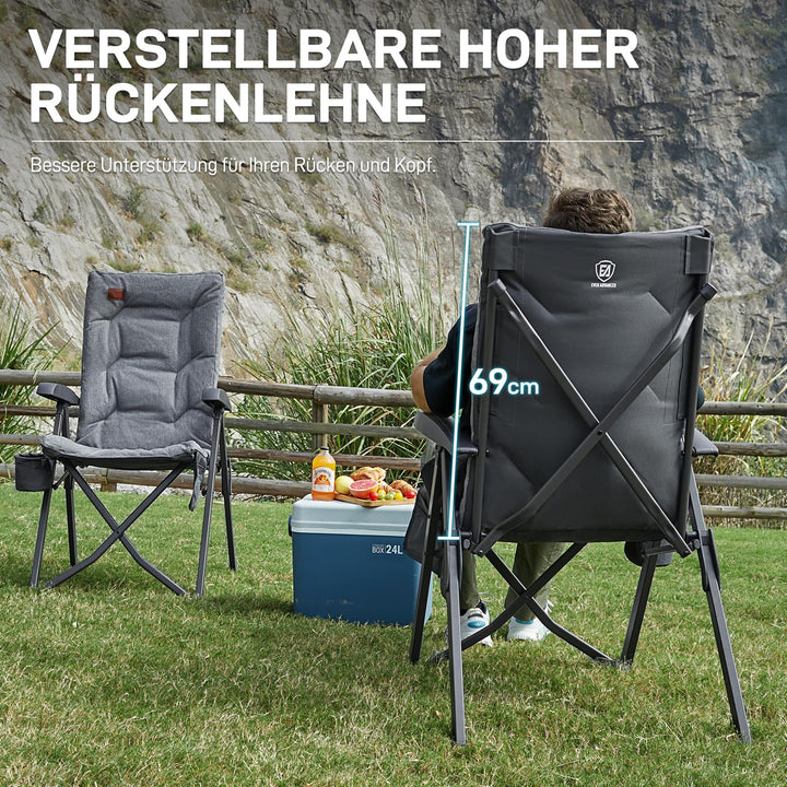 Campingstuhl faltbar gepolstert 2er-Set 150 kg Traglast grau - Bild 8